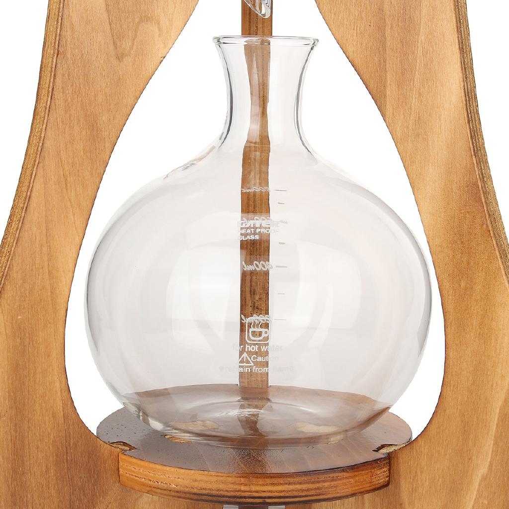 600 ml 8 Tassen Kaltes Tropf-Eis Siphon Kaffeekanne Maker Glas Dutch Brew Maschine Filterpapier Home Küche Kaffee Werkzeug Holzrahmen