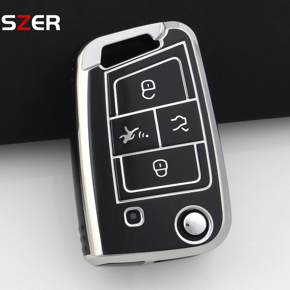4 Buttons Tpu Car Key Case Cover Shell Fob For Volkswagen Vw Golf 7 Alltrack Mk7 Tiguan Seat Ateca Leon Ibiza Skoda Octavia