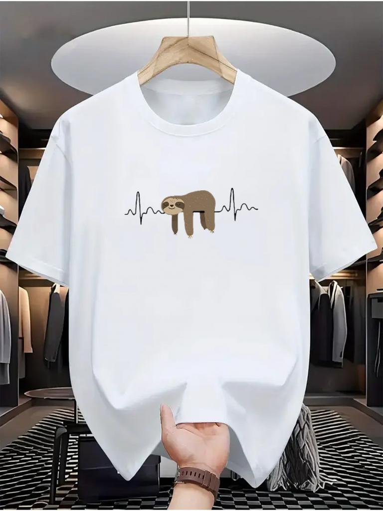 Sloth Graphic Printing 2026 Spring and Summer Luxury Pure Cotton Womens TShirts Short Sleeves Outdoor Sports