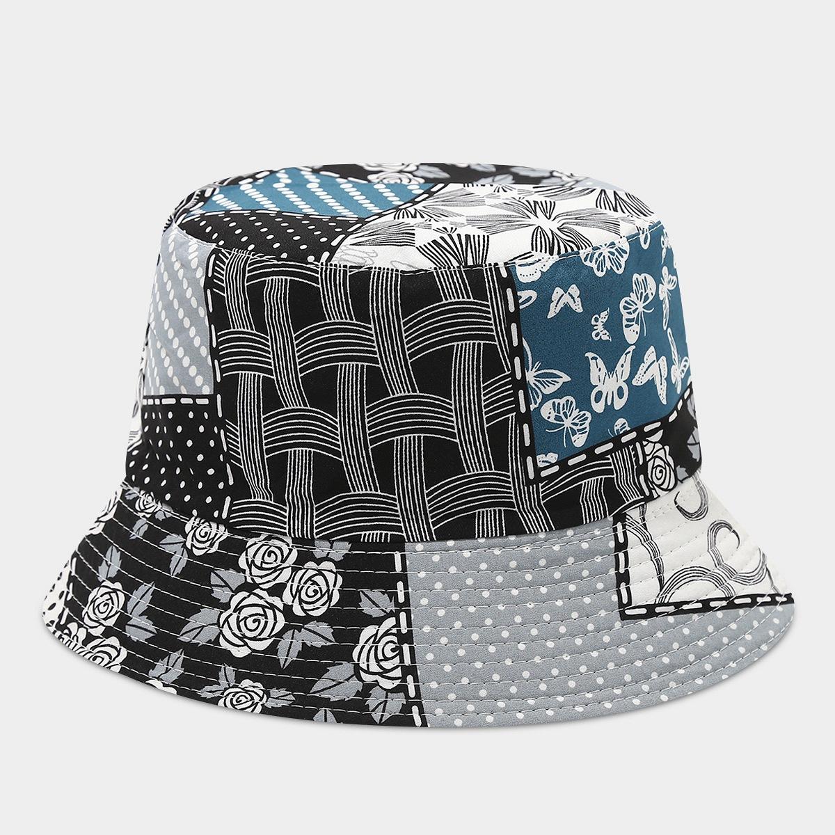 

Women s Foldable Bucket Hat Wide Brim Sunshade Spring Summer Geometry Pattern Outdoor Casual Sunhat for Gardening Traveling 56-58CM