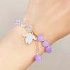 Cute Kids Glass Beaded Bracelet Princess Cartoon Crystal Flower Charm Bangle Handmade Jewelry Gift For Girls Students