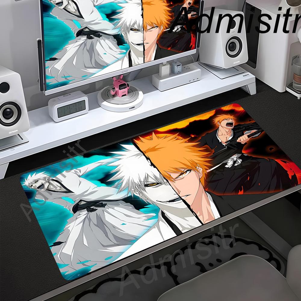 Large Mouse Pad Black White Anime BLEACH Mause Mats Gaming Accessories Office Gamer Keyboard Desk Mat Kurosaki Ichigo Mousepad