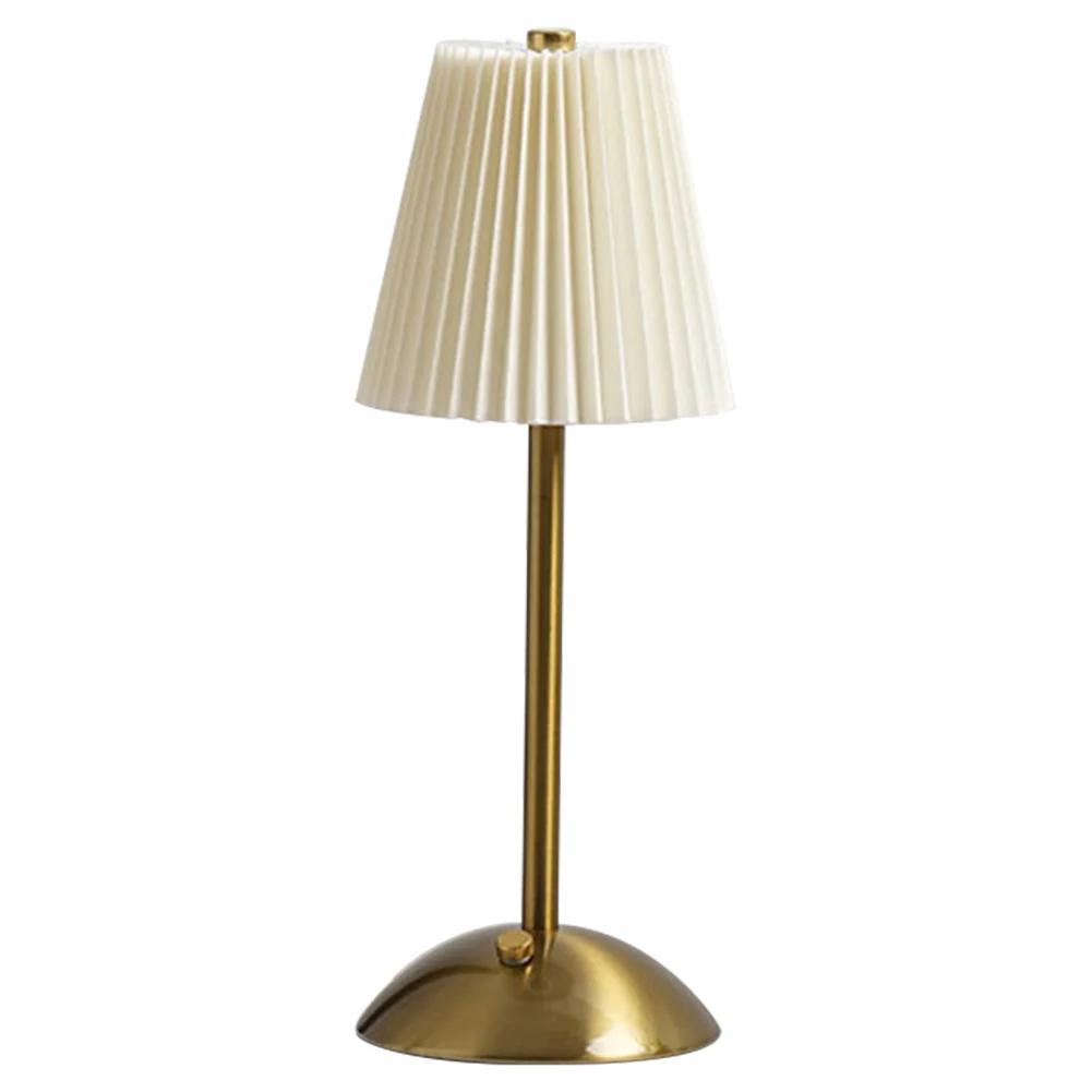 Pleated Shade Warm Night Light with Metal Base Nordic Decorative Light Rechargeable 3 Colors Dimmable for Living Room Bedroom