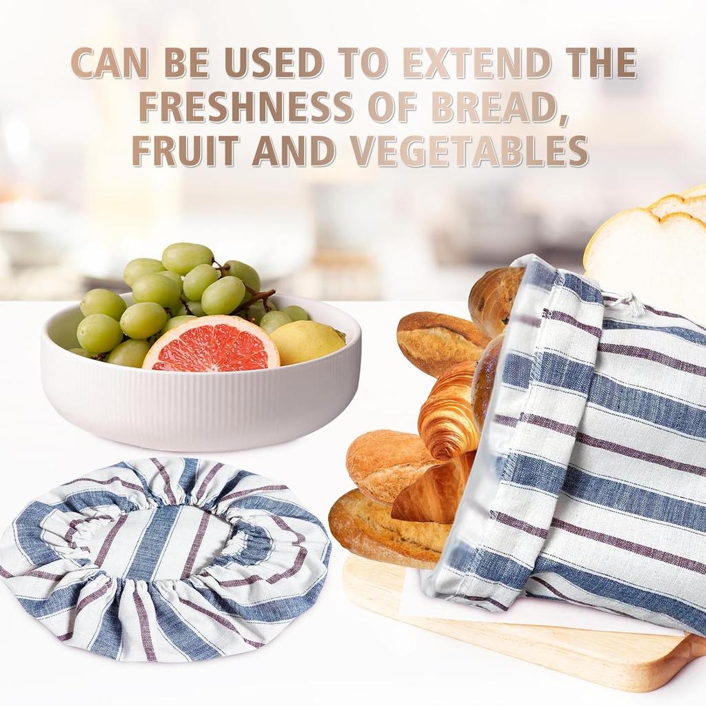 3 Packs Reble Linen Bread Bags for Homemade Sourdough, Large Easy to Clean TPU Lining Storage Bags with Proofing Bowl Cover, Store Bread & Keep