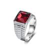 European and American Trendy Jewelry Men's Ring Inlaid with Red and Black Square Diamond Ring