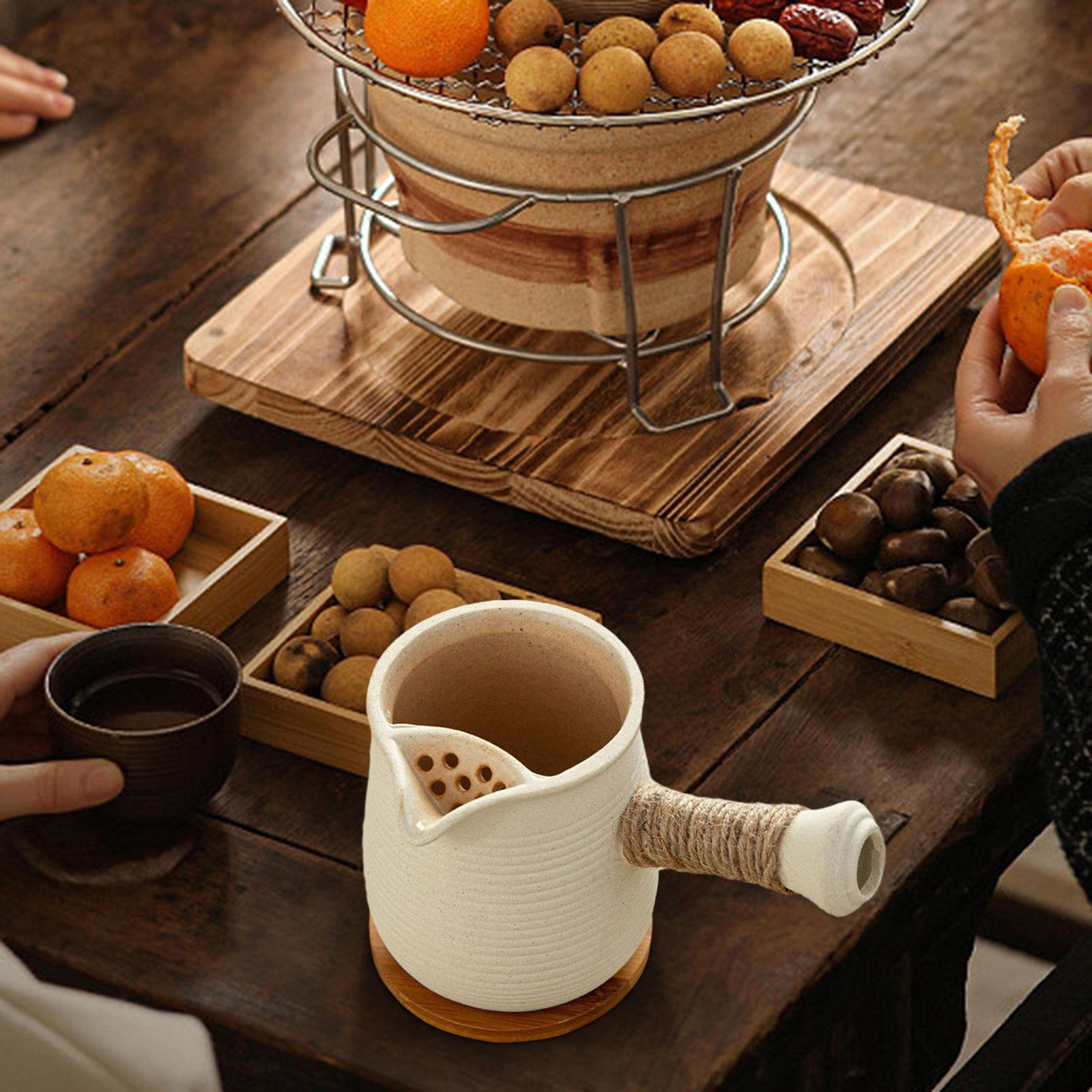 

580ml Ceramic Teapot Tea Infuser Durable for Boiling Water Maker Picnic Home Kitchen Beige