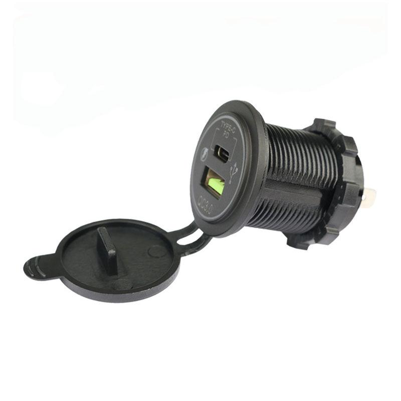 Dual Port USB QC+PD Fast Charger for Car and Motorcycle