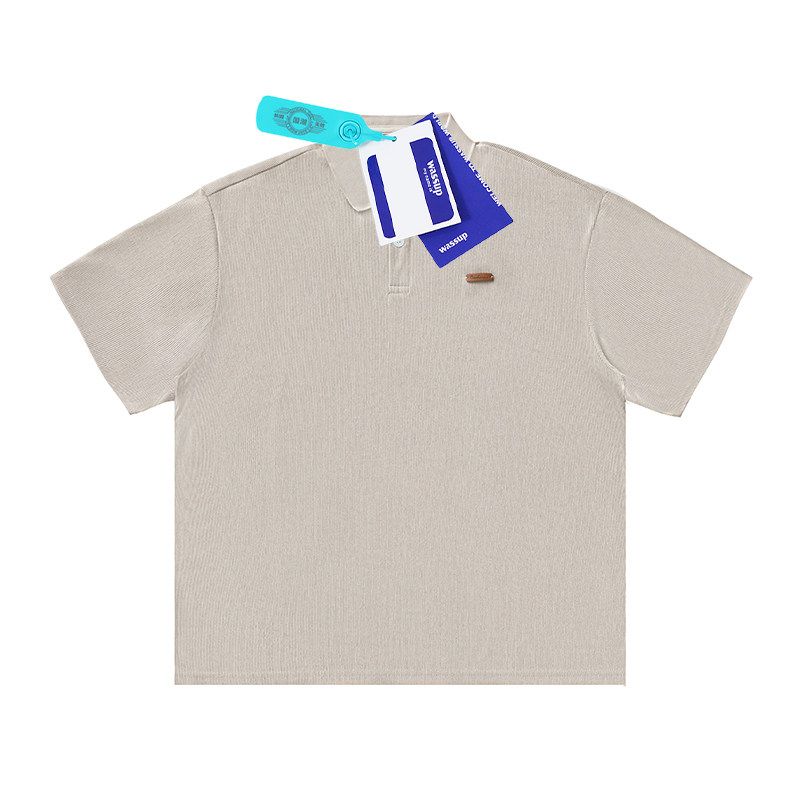 Wassup Summer Japanese Style Short-Sleeved Polo Shirt Men's Loose Heavy-Duty Casual High-End T-Shirt Polo Shirt