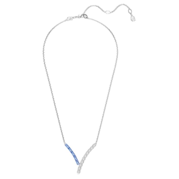 Swarovski Matrix Inlaid Design Cubic Zirconia Rhodium Plated Necklace Unisex necklace Silver 5732265 Box (Random Color)