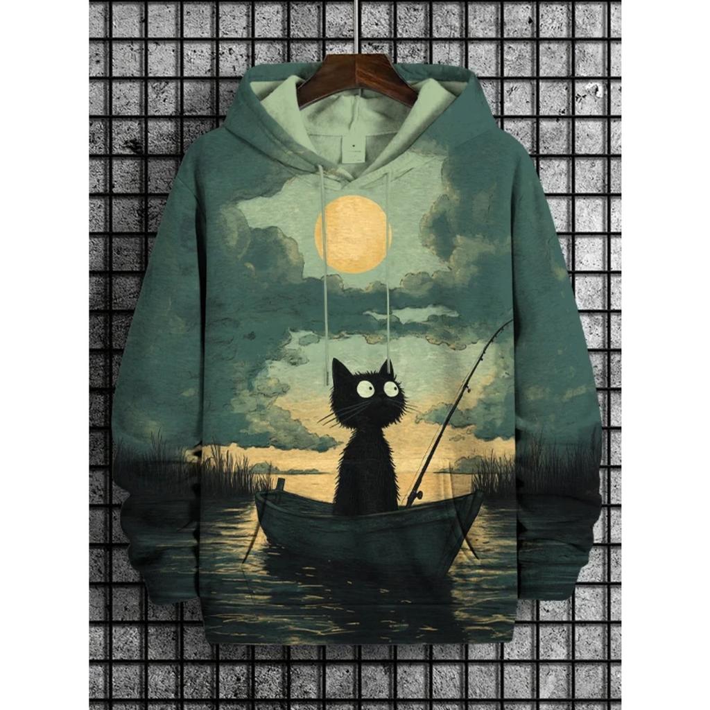 New Japanese Style Sushi Cat 3d Print Hoodie Women Fashion Harajuku Oversized Hoodie Sweatshirt Clothes Animal Tracksuit