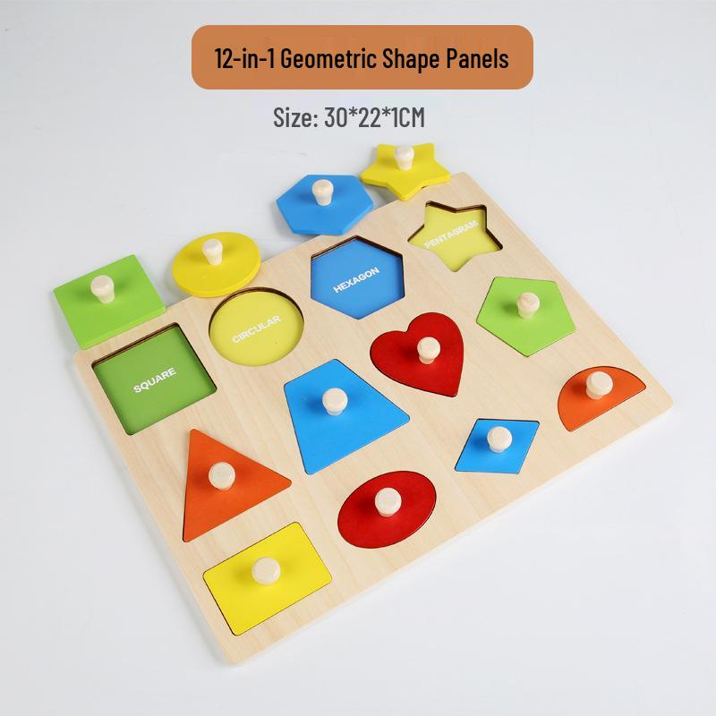 Montessori Wooden Geometric Shape Puzzle Board for Infant Education