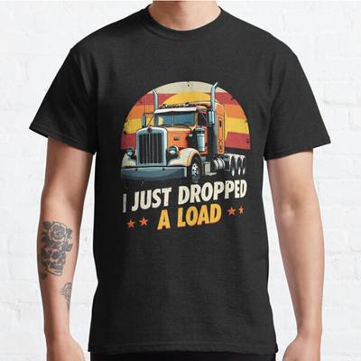 Men Fashion Casual Short Sleeves I Just Dropped A Load Pun Vintage Trucker Tops Aesthetic Vintage Oversized T-shirts