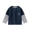 Boys Long Sleeve Cartoon Patchwork Sleeve Kids Casual Bottoming T Shirt
