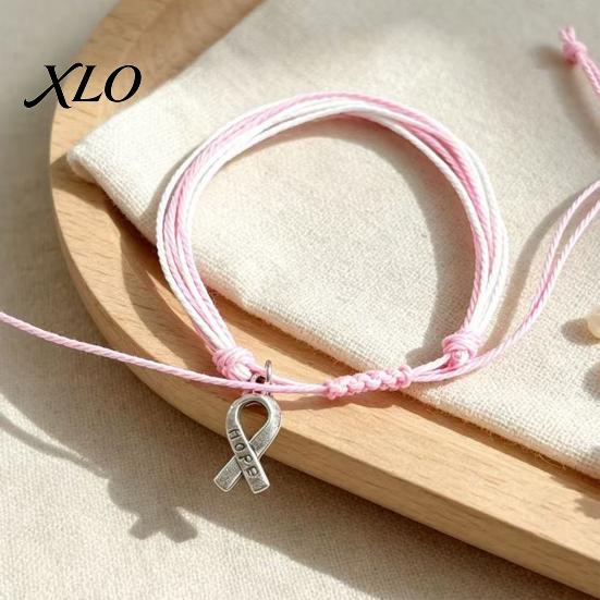 Simple Style Braided Jewelry Breast Cancer Awareness Bracelet for Women, Adjustable Woven String with Versatile Handwoven Wrist Decor Ribbon