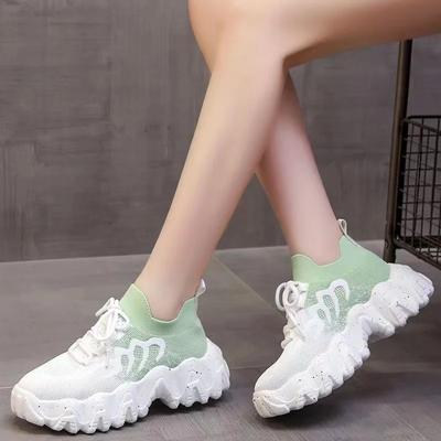 Fashion Thick Sole Women's Shoes Autumn New Korean Style Mixed Colors Sneakers Women Mesh Breathable Casual Shoes for Women2024