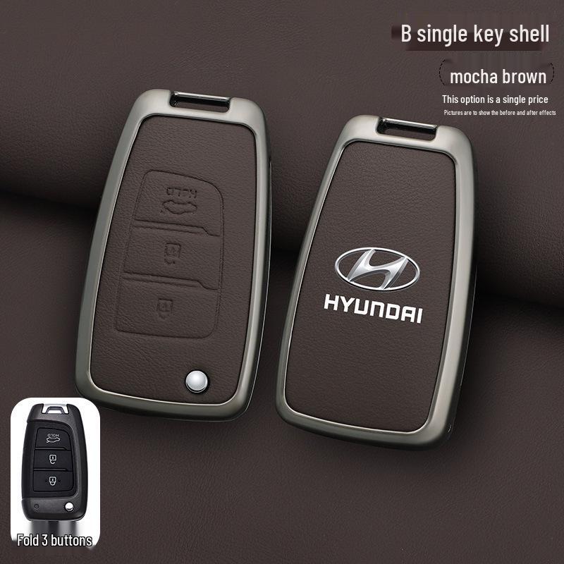 Men's Cowhide Key Case for 20 Models Including Beijing Hyundai Elantra & ix35 Verna