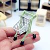 1/6 1/12 Dollhouse Accessory Ornaments Miniatures Supermarket Trolley Shopping Cart Realistic Shape Toys Figures for Home Decor Photo Props