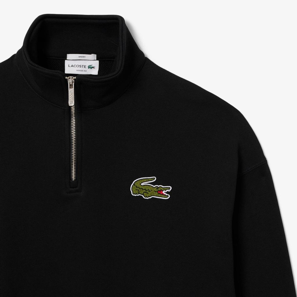 Lacoste Unisex Adult Accent Badge Zip Neck Loose Fit Sweatshirt