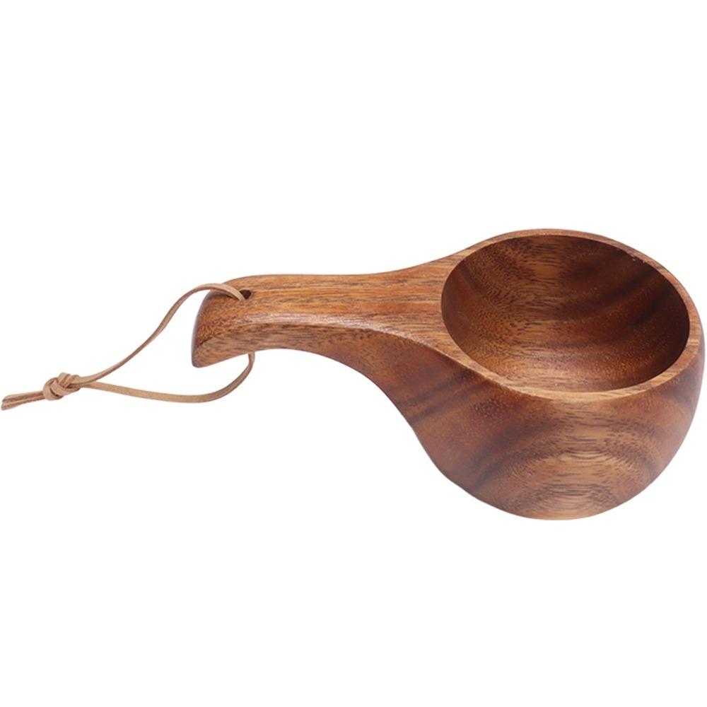 Portable Wooden Mug Hand Carving Wood Coffee Mug Kuksa Wooden Camping Mug  Camping 1#
