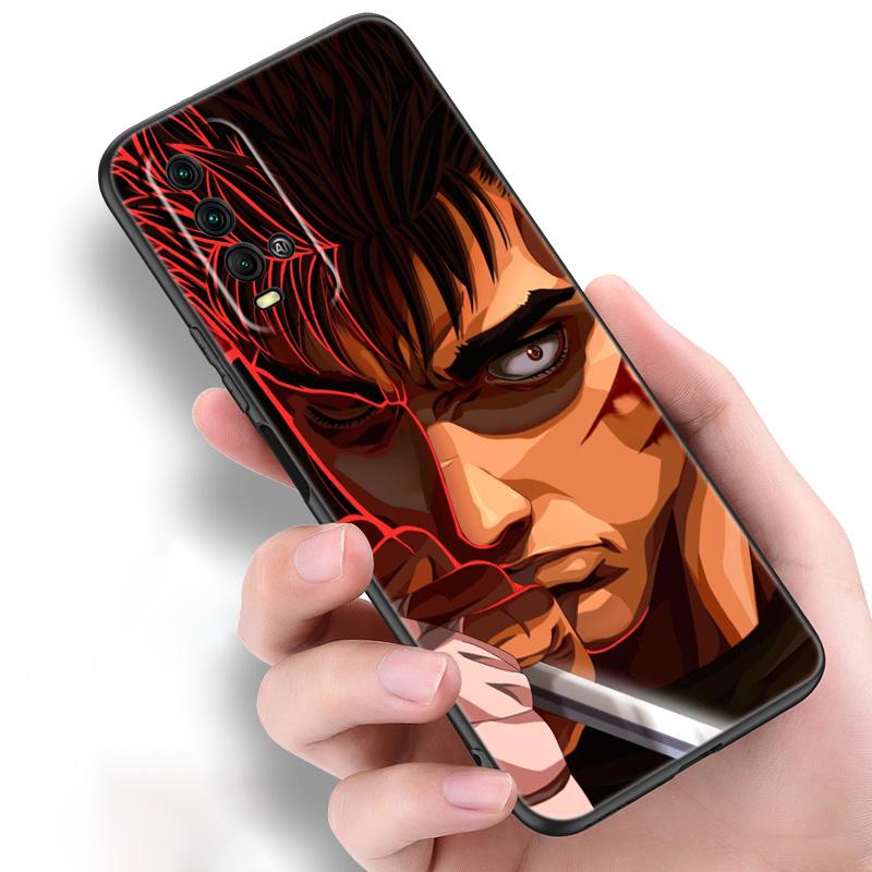 Anime Berserk Guts Silicone Phone Case For Xiaomi Redmi Note 11 10 9 8 Pro 11T 10T 10S 9S 8T 9 9A 9C 9T Black Cover Coque Funda