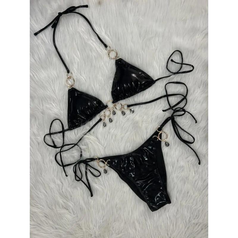 New 2026 Luxury Rhinestones String Bikinis Set Women Summer Beach 2 Piece Swimsuit Female Triangle Swinwears