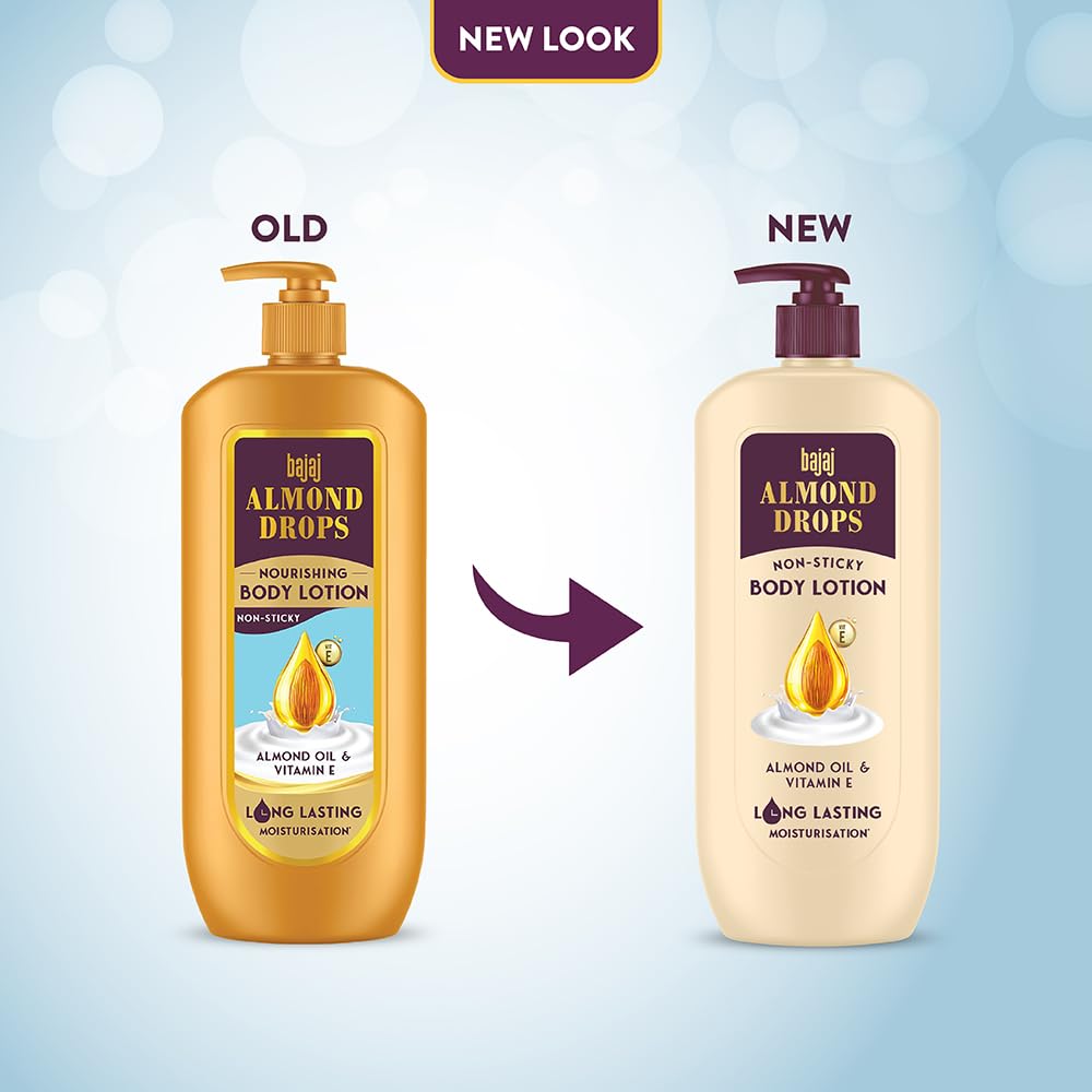 Bajaj Almond Drops Non-Sticky Body Lotion 600 ML Pack Of 1 For Long-Lasting Soft Smooth Nourished Skin