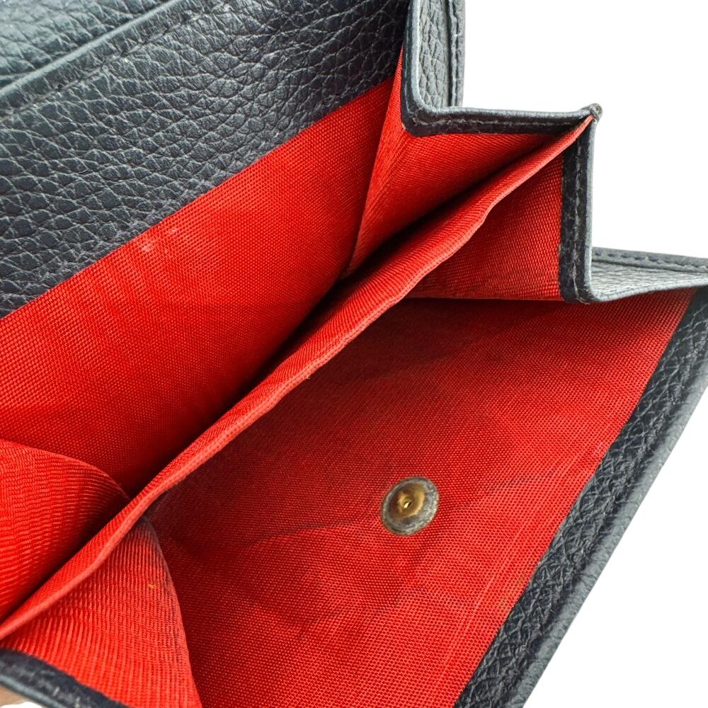 CELINE Circle logo leather Tri-fold wallet Navy leather Used