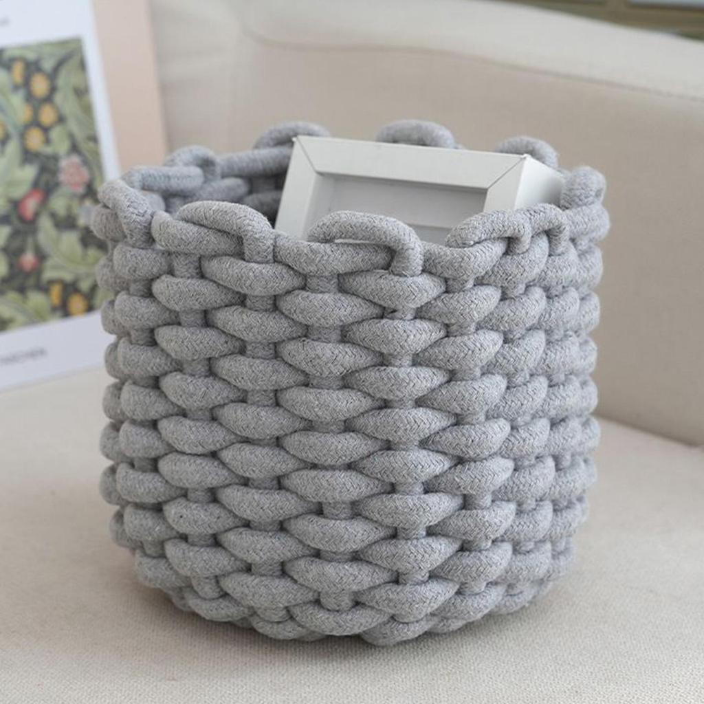 Woven Toy Basket Home Storage Box Clothes Organizer Cotton Rope Storage Basket For Nursery Bathroom Living Room Daily Shelves