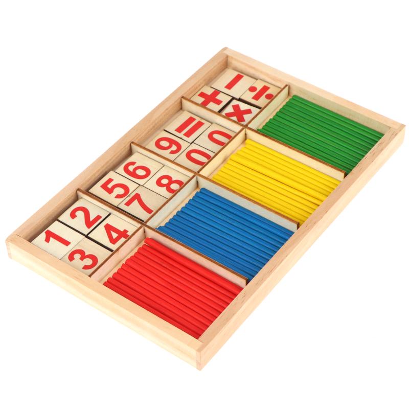 Wooden Kids Math Intelligence Stick Set BPA Free Colorful Counting Rods Educational Toy for Toddlers Early Learning