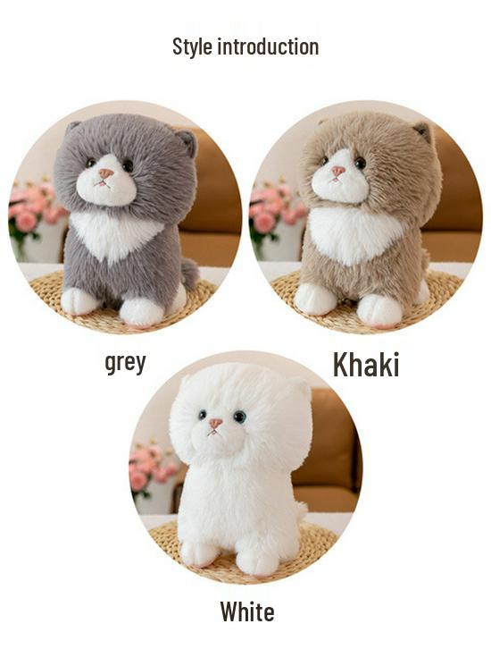 Adorable Short-Eared Cat Plush Toy - Soft Cuddly Doll for Kids and Cat Lovers