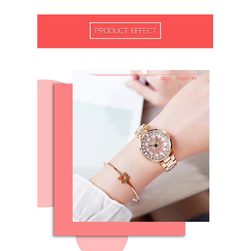 SANDA Luxus Damen Armbanduhren Mode Elegante Damenuhr Edelstahl Wasserdicht Weibliche Sternenhimmel Armbanduhr Damengeschenk