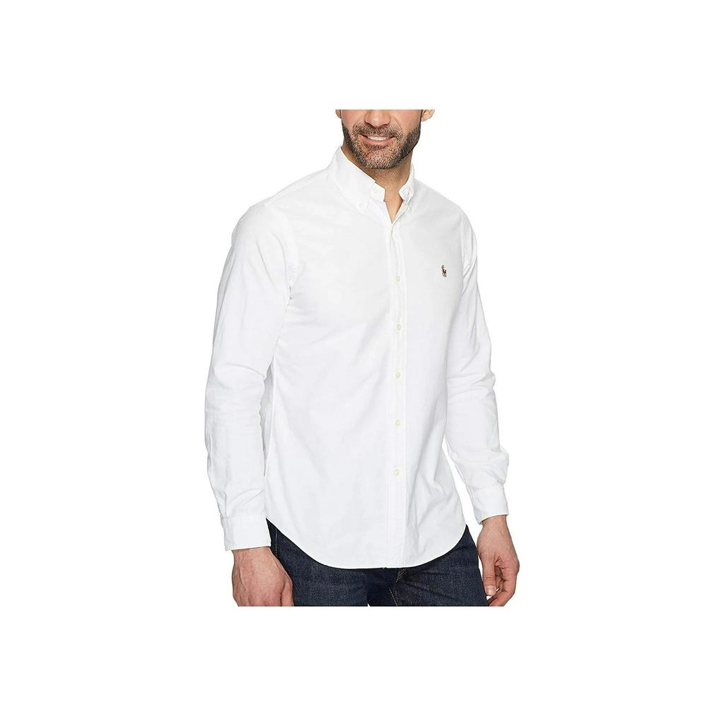 Polo Ralph Lauren Solid Color Polo Collar Single-Breasted Long Sleeve Shirt Men shirts White 710548535-001