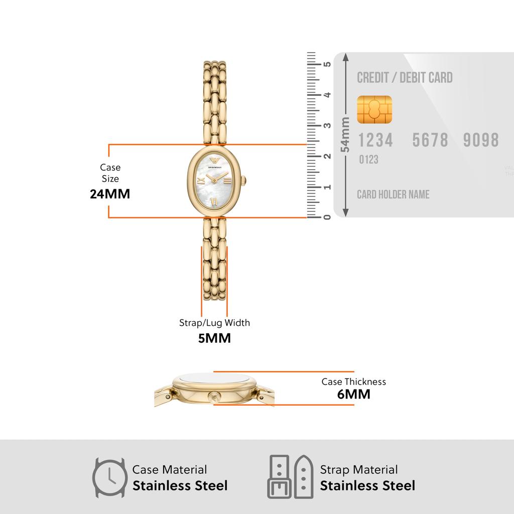 Emporio Armani Stainless Steel AR11721 Women's Two-Hand Gold-Tone Watch,