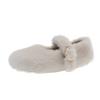Sweet fluffy shoes for women outside, winter new velvet beanie shoes, shallow mouth trendy, flat bottom warm cotton shoes for women