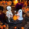 Resin Table Lamp Skeleton And Ghost Bonfire Night Lamp, Halloween Campfire Flickering Gothic Room Decor Cute Spooky Roasting Marshmallow Decoration