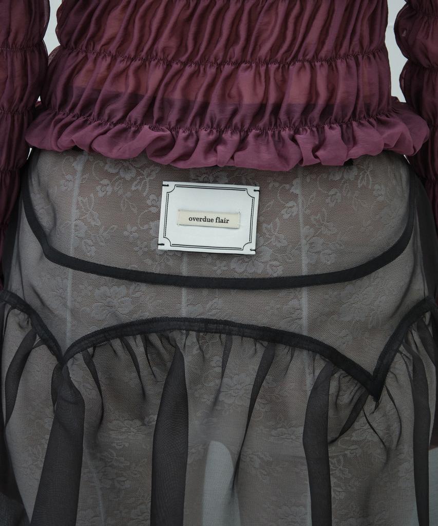 Obeodyupeulleeo Sheer Layered Long Skirt_Black