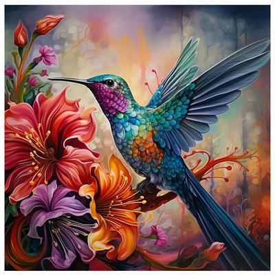 5d DIY Diamond Painting Cross Stitch Full Round Drill Colorful Hummingbird Flowers Diamond Embroidery Mosaic Home Decor Arts