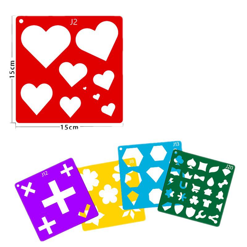 Colorful Geometric Shape Stencils (20 Sheets) - Children's DIY Painting Tool Set