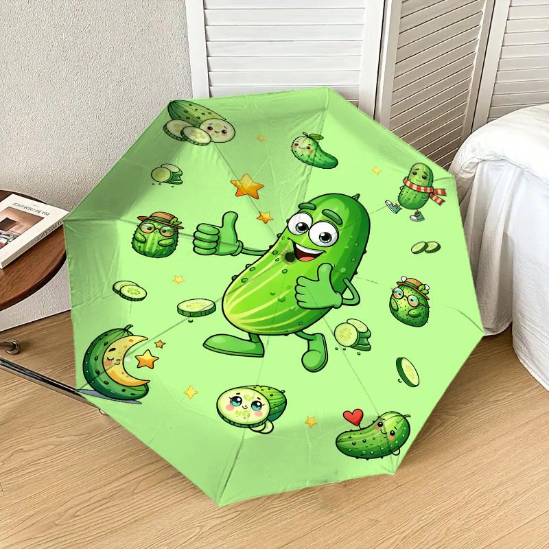 1pc Cucumber Character Pattern Umbrella Design Automatic Opening and Closing Umbrella, High-quality Travel Umbrella,  c1128001