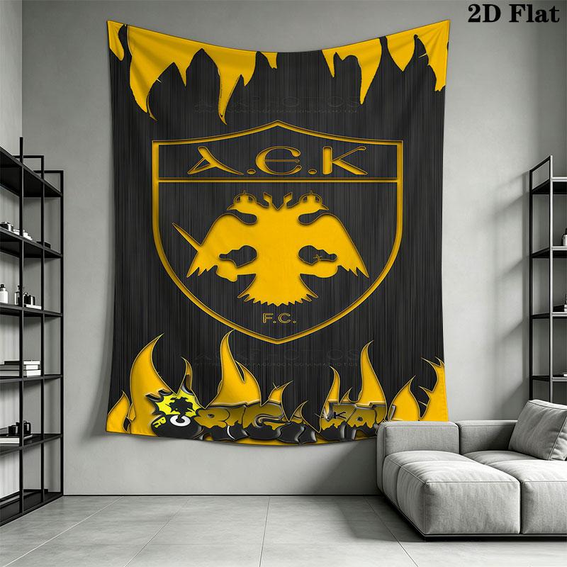 AEK Athens F.C Wall Hanging Printed Fabric Blanket Decorative Tapestries for Bedroom Living Room Home Decor