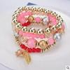 4 Pcs Fashionable and Simple Crystal Bead Pendant with Branches Leaves Versatile Multi-layer Bead Temperament Women's Bracelet