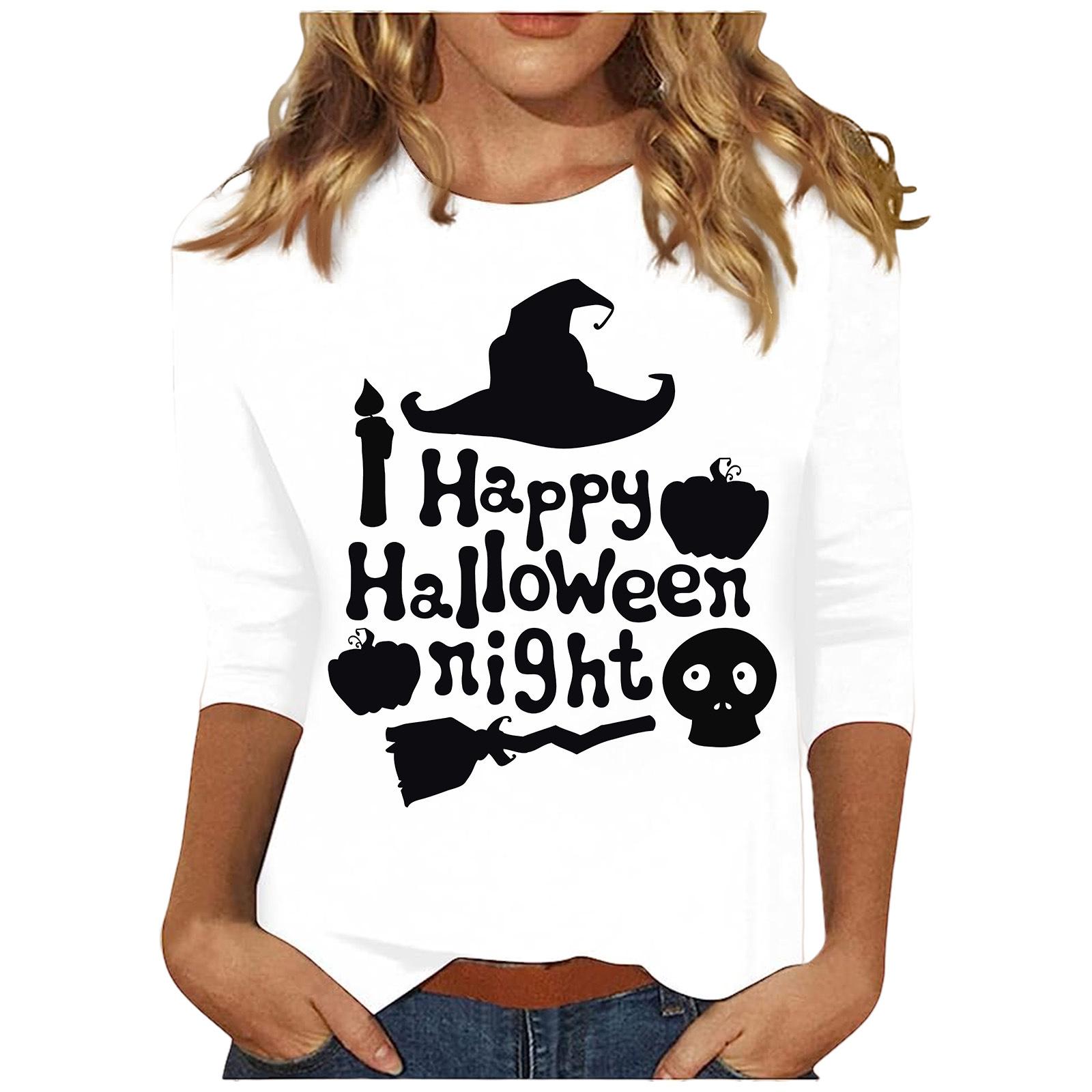 

Женский осенний пуловер, модные повседневные футболки с круглым вырезом, 3D-принт на Хэллоуин, длинный рукав, тыквенная футболка для женщин 6XL