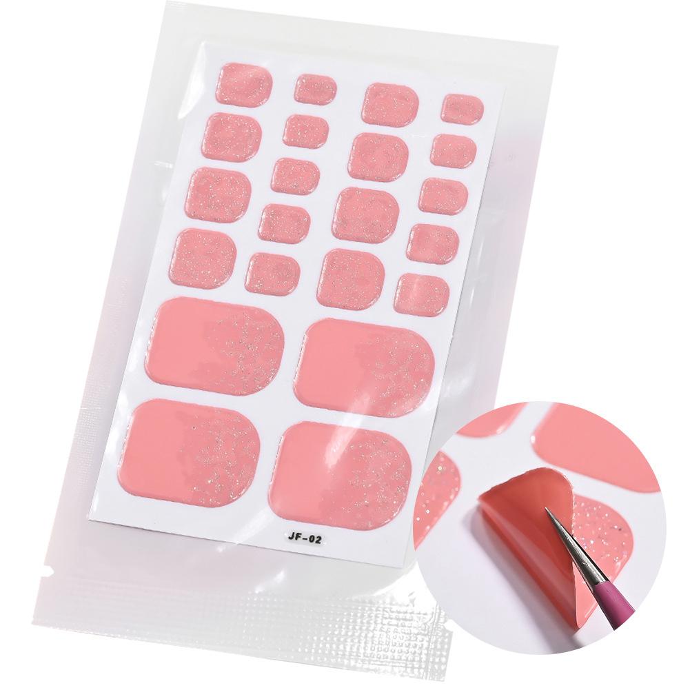 22tips Baking Free Toe Nail Sticker Wraps Solid Color Full Cover Toenail Polish Strips Summer Self Adhesive DIY Foot Decals