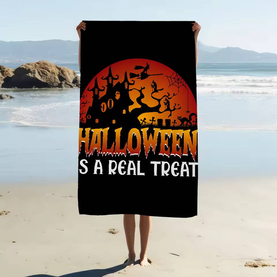 Retro Halloween Hexe Kürbis Geist Mikrofaser Decke Schnelltrocknend Strandtücher Druck Super Saugfähig Pooltuch Decke