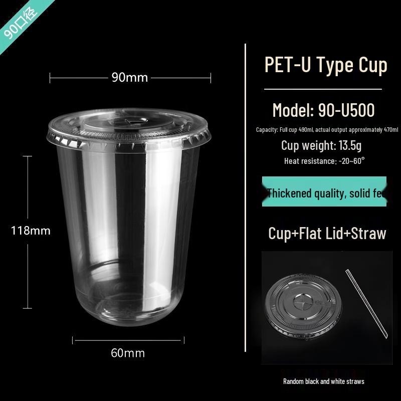 Disposable U-Shaped Cups with Lids and Straws