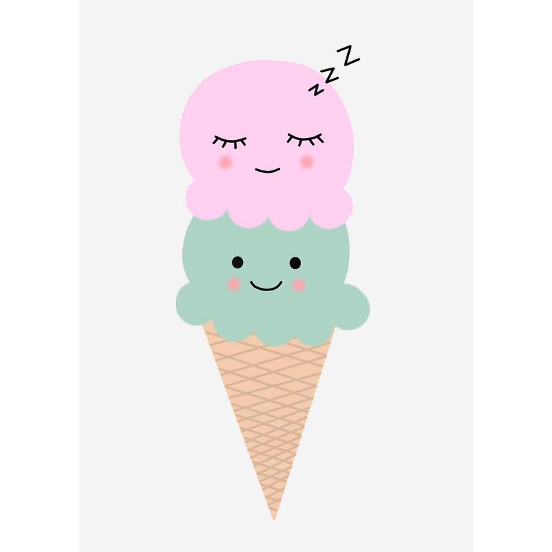 Mode Dessertfarbe Cartoon Eis Poster Druck Leinwanddruck Wandmalerei Wohnzimmer Kinderzimmer Heimdekoration