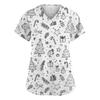 Women's Fashion V-Neck Short Sleeve Overalls With Pockets  Print Tops  Clothes