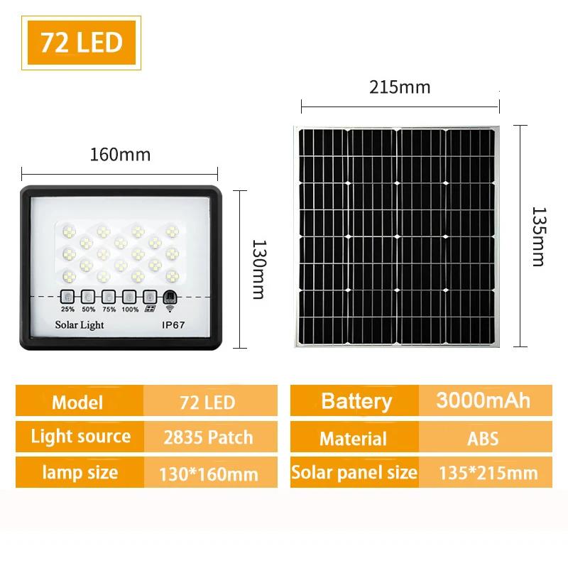 

Солнечный свет Водонепроницаемый светодиодный настенный светильник 72/128/200 Подходит для прожектора для сада и двора с дистанционным управлением Солнечный уличный светильник