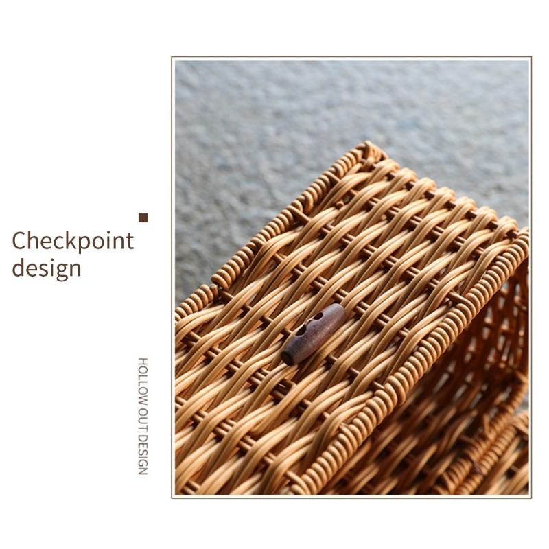 Tissue Dispenser Decorative Rattan Napkin Holder Easy Install Paper Towel Container for Living Room Bedroom Decoration