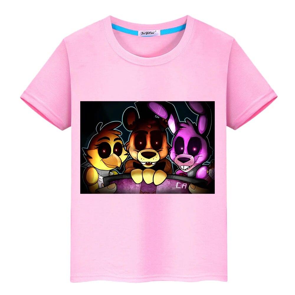 Bear Rabbit Game Kawaii Summer 100% bavlněné tričko chlapecké anime Trička Ležérní Krátké FNAF Potisk topy y2k jednodílné dětské oblečení dívky